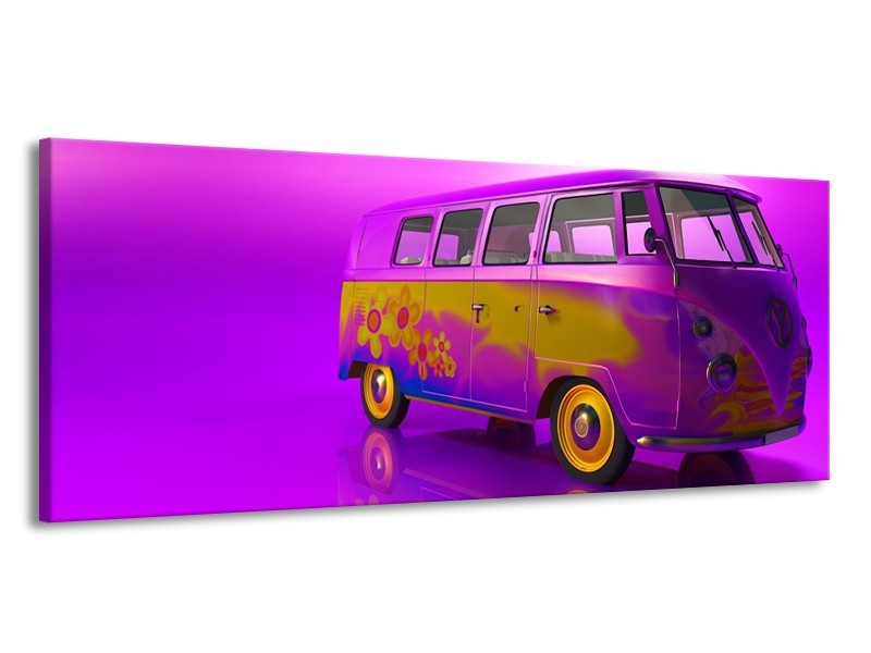 Glas schilderij Auto | Paars, Geel, Zwart | 145x58cm 1Luik