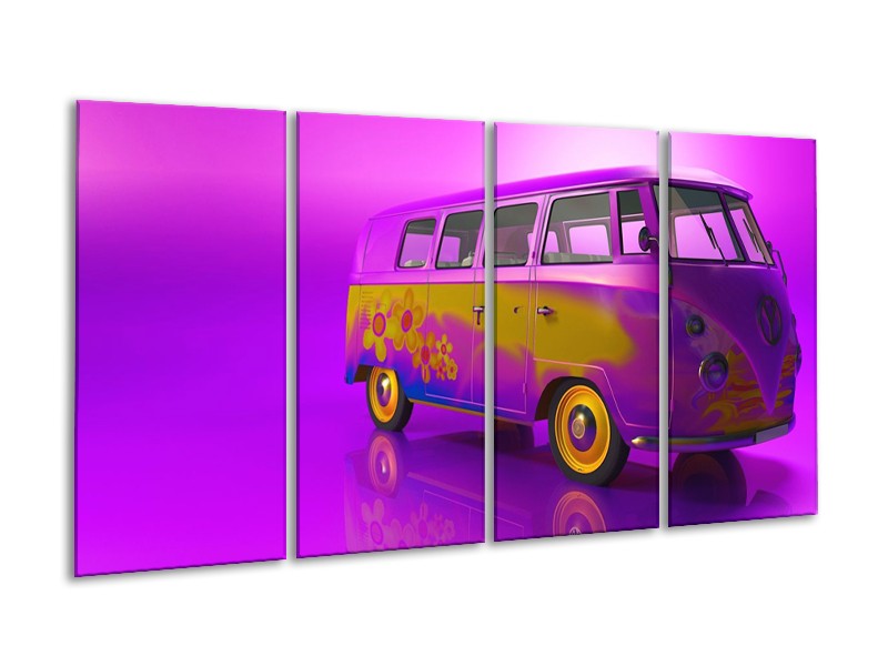 Glas schilderij Auto | Paars, Geel, Zwart | 160x80cm 4Luik