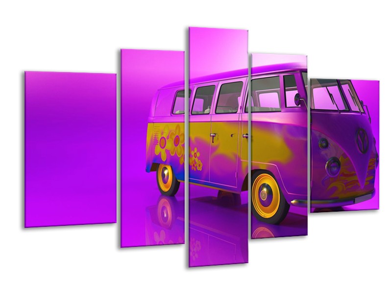 Glas schilderij Auto | Paars, Geel, Zwart | 170x100cm 5Luik
