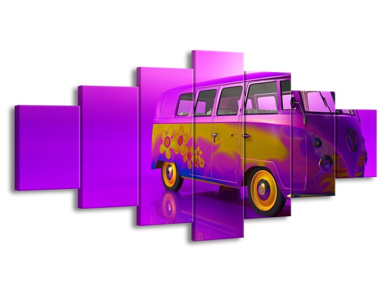 Glas schilderij Auto | Paars, Geel, Zwart | 210x100cm 7Luik