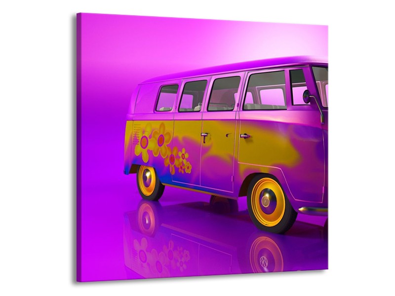 Glas schilderij Auto | Paars, Geel, Zwart | 70x70cm 1Luik