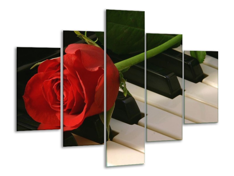 Glas schilderij Roos | Rood, Rood, Zwart | 100x70cm 5Luik