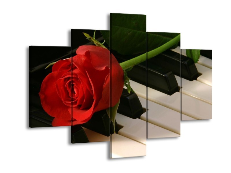 Glas schilderij Roos | Rood, Rood, Zwart | 150x105cm 5Luik