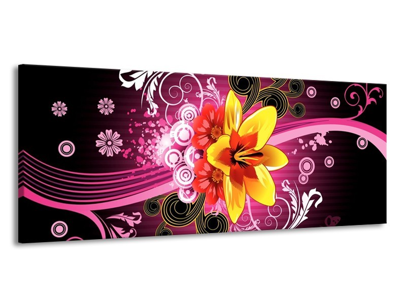 Canvas schilderij Abstract | Paars, Geel, Wit | 145x58cm 1Luik