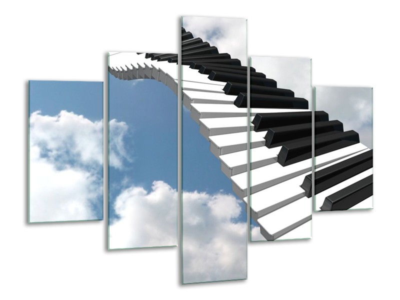 Glas schilderij Muziek | Blauw, Wit, Zwart | 100x70cm 5Luik