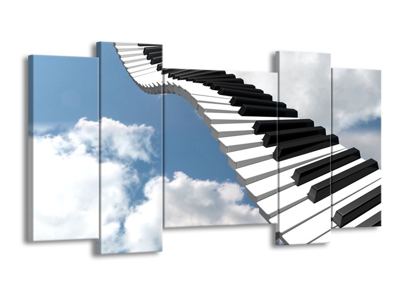 Glas schilderij Muziek | Blauw, Wit, Zwart | 120x65cm 5Luik