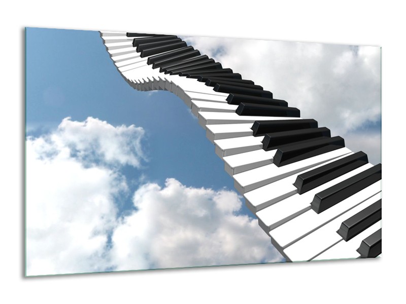 Glas schilderij Muziek | Blauw, Wit, Zwart | 120x70cm 1Luik
