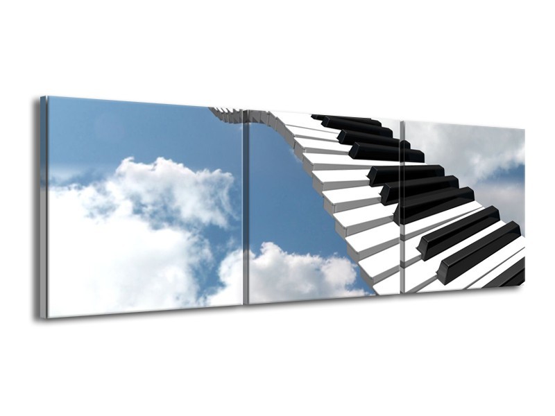 Glas schilderij Muziek | Blauw, Wit, Zwart | 150x50cm 3Luik
