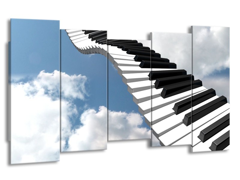 Glas schilderij Muziek | Blauw, Wit, Zwart | 150x80cm 5Luik