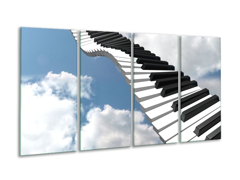 Glas schilderij Muziek | Blauw, Wit, Zwart | 160x80cm 4Luik
