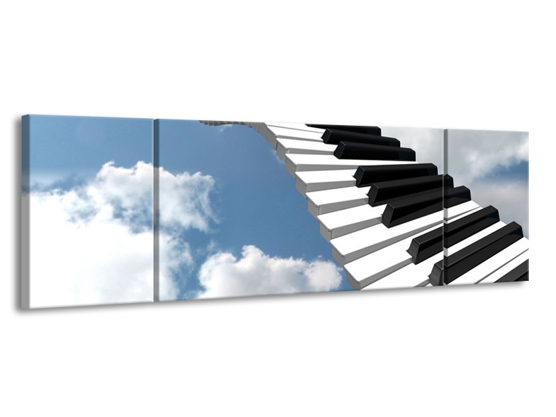 Glas schilderij Muziek | Blauw, Wit, Zwart | 170x50cm 3Luik