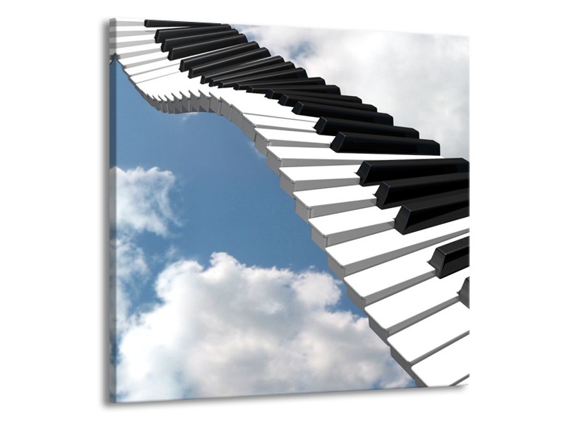 Glas schilderij Muziek | Blauw, Wit, Zwart | 70x70cm 1Luik