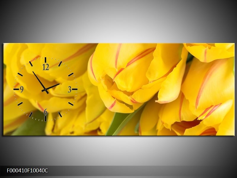 Klok schilderij Tulpen | Geel, Rood, Groen | 100x40cm 1Luik