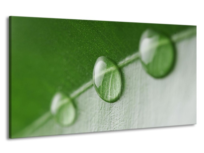 Canvas schilderij Druppels | Groen, Wit | 190x100cm 1Luik