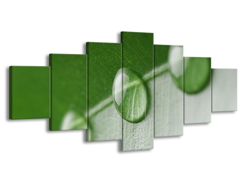 Canvas schilderij Druppels | Groen, Wit | 210x100cm 7Luik