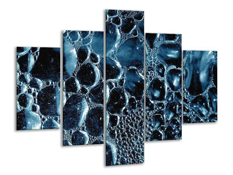 Glas schilderij Druppels | Blauw, Zwart, Wit | 100x70cm 5Luik