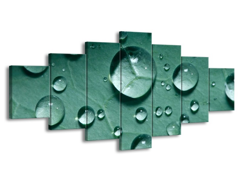 Canvas schilderij Druppels | Groen, Wit, Grijs | 210x100cm 7Luik