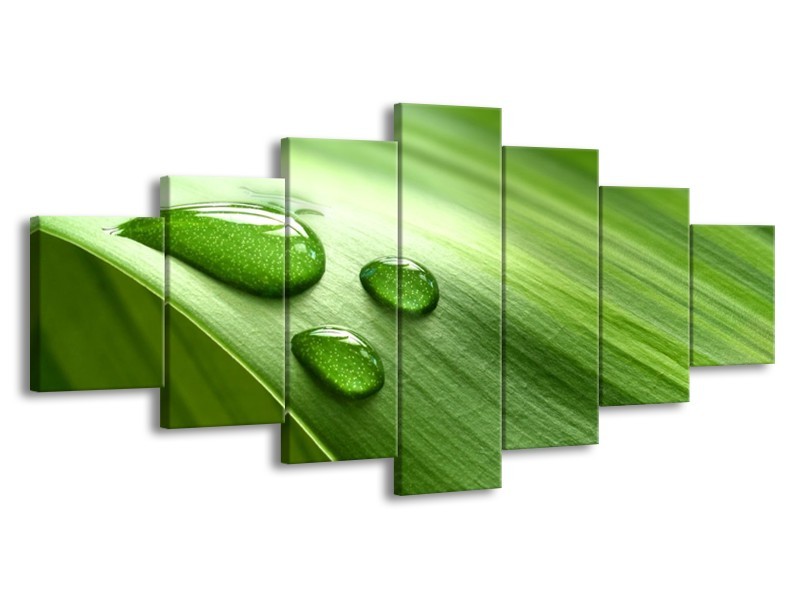 Canvas schilderij Druppels | Groen, Wit, Grijs | 210x100cm 7Luik