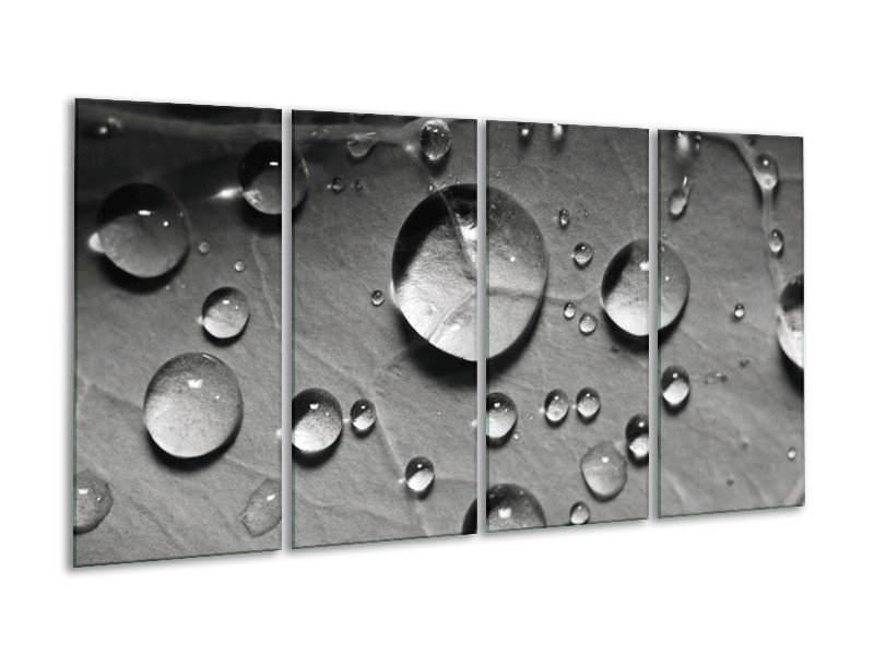 Canvas schilderij Druppels | Grijs, Wit | 160x80cm 4Luik