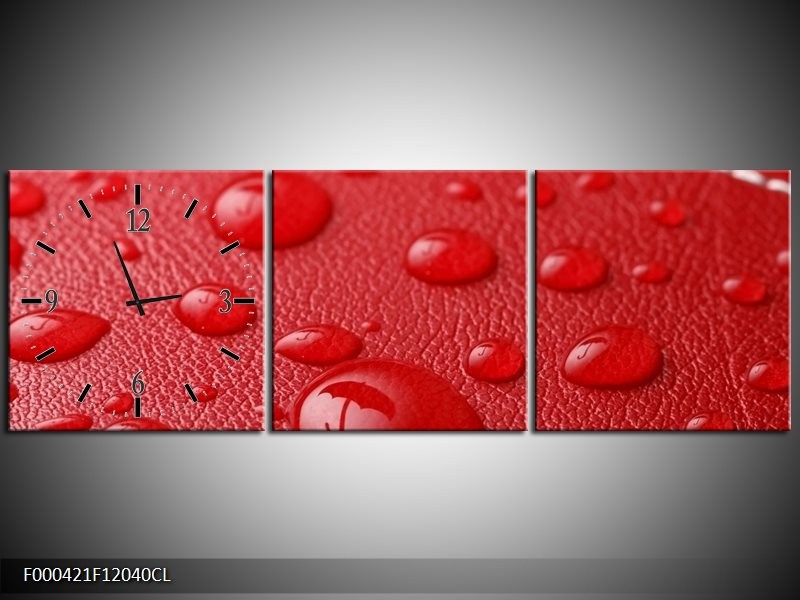 Klok schilderij Druppels | Rood, Wit | 120x40cm 3Luik