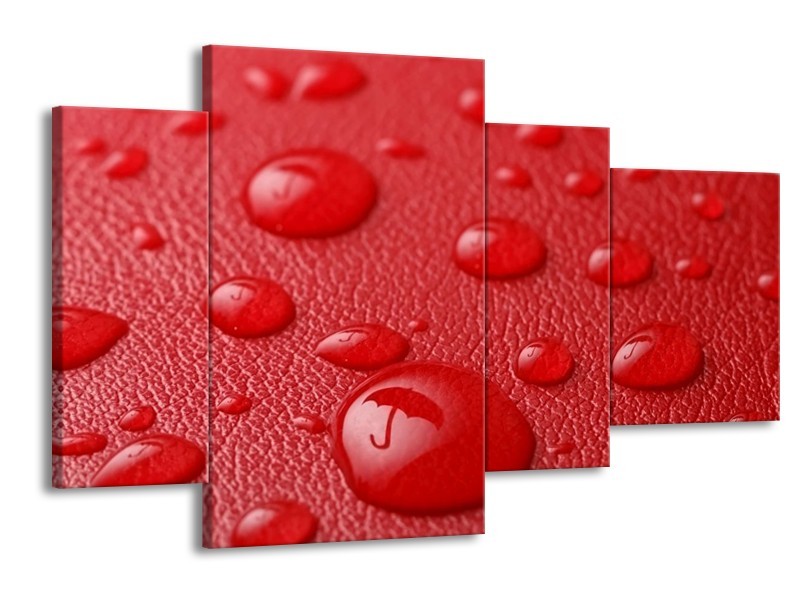 Canvas schilderij Druppels | Rood, Wit | 120x75cm 4Luik