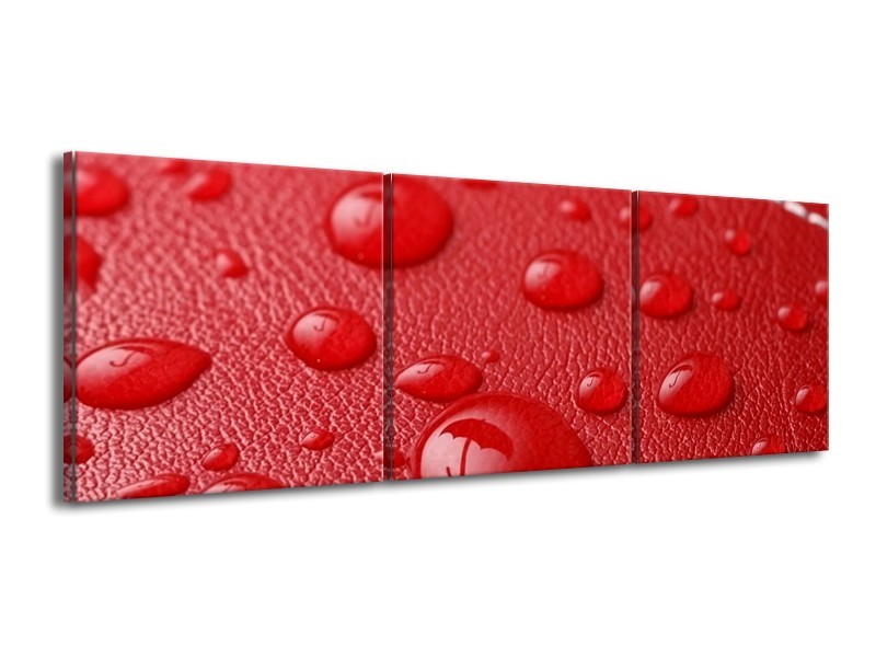Canvas schilderij Druppels | Rood, Wit | 150x50cm 3Luik