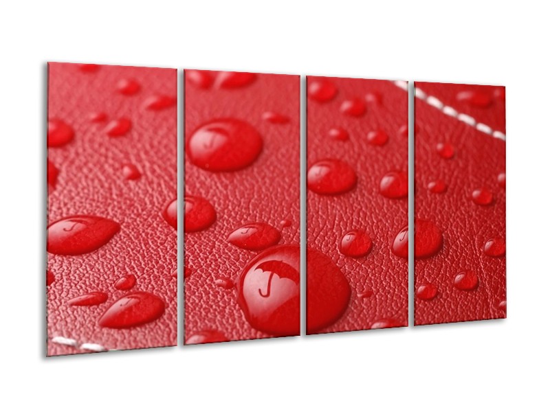 Canvas schilderij Druppels | Rood, Wit | 160x80cm 4Luik