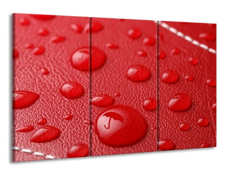 Canvas schilderij Druppels | Rood, Wit | 165x100cm 3Luik