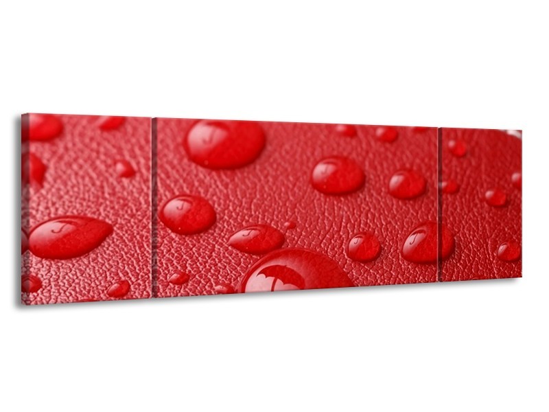 Canvas schilderij Druppels | Rood, Wit | 170x50cm 3Luik