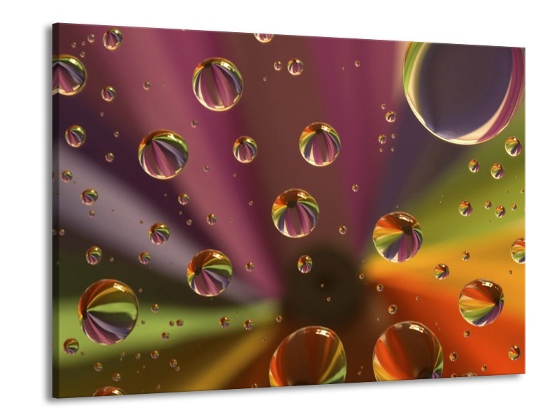 Canvas schilderij Druppels | Paars, Geel, Groen | 100x70cm 1Luik
