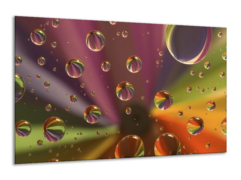 Canvas schilderij Druppels | Paars, Geel, Groen | 120x70cm 1Luik