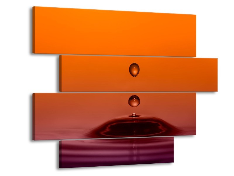 Canvas schilderij Druppels | Bruin, Oranje, Zwart | 115x85cm 4Luik
