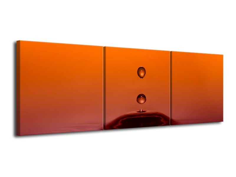 Canvas schilderij Druppels | Bruin, Oranje, Zwart | 120x40cm 3Luik