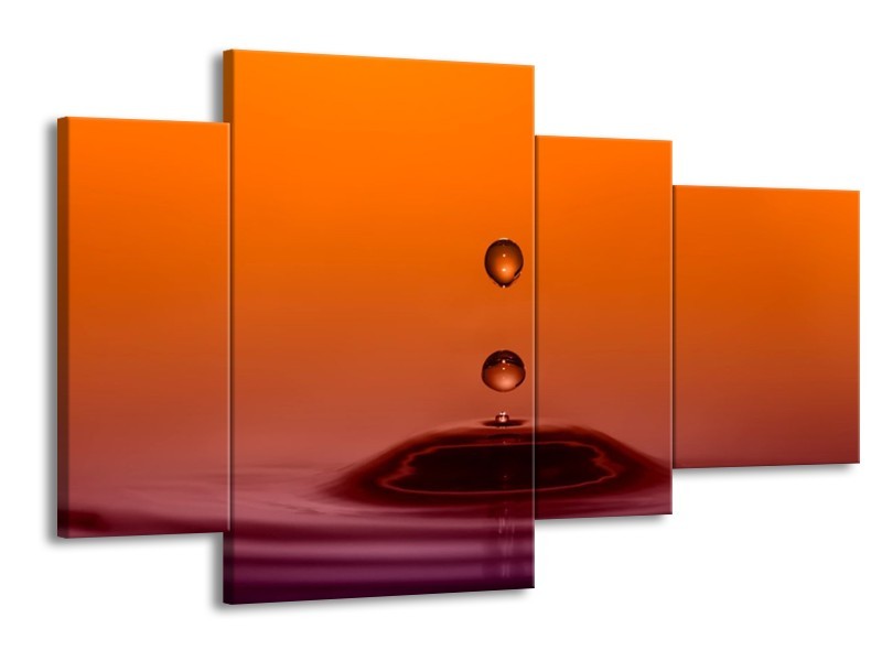 Canvas schilderij Druppels | Bruin, Oranje, Zwart | 120x75cm 4Luik