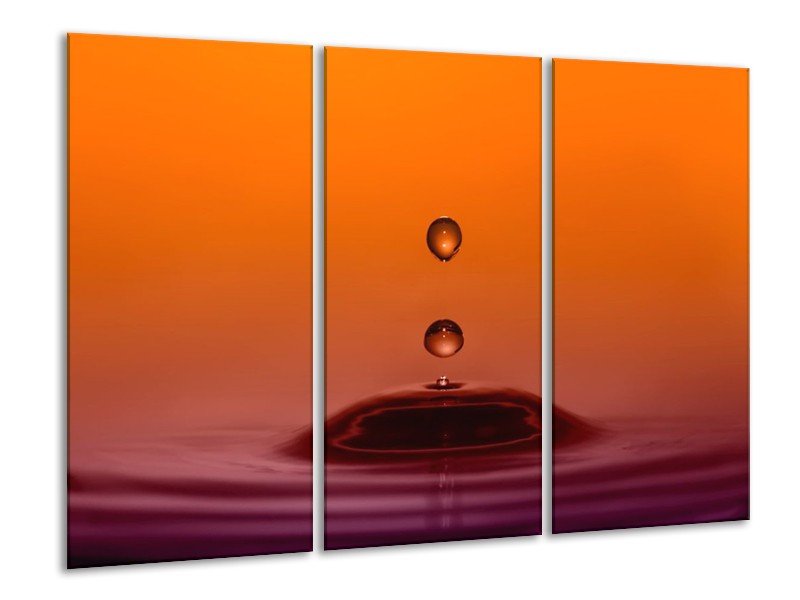 Canvas schilderij Druppels | Bruin, Oranje, Zwart | 120x80cm 3Luik