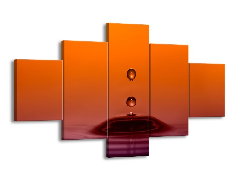 Canvas schilderij Druppels | Bruin, Oranje, Zwart | 125x70cm 5Luik
