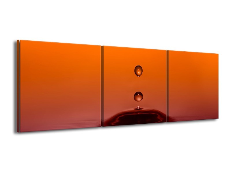 Canvas schilderij Druppels | Bruin, Oranje, Zwart | 150x50cm 3Luik