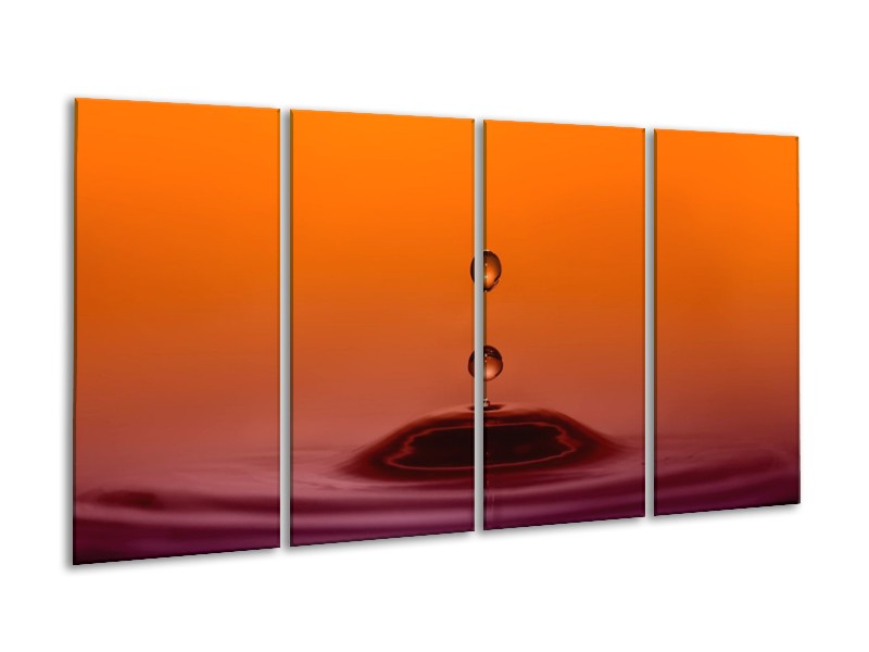 Canvas schilderij Druppels | Bruin, Oranje, Zwart | 160x80cm 4Luik