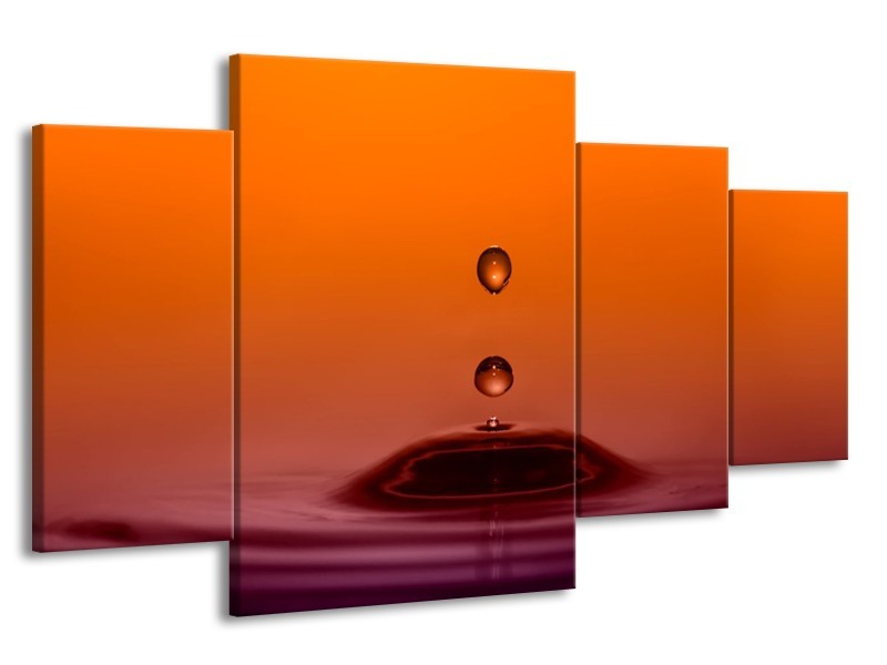 Glas schilderij Druppels | Bruin, Oranje, Zwart | 160x90cm 4Luik