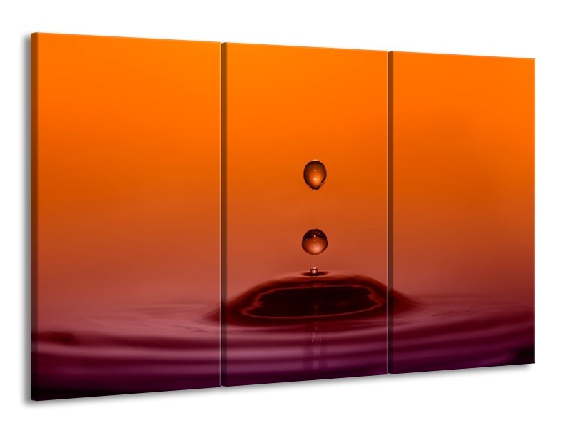 Canvas schilderij Druppels | Bruin, Oranje, Zwart | 165x100cm 3Luik