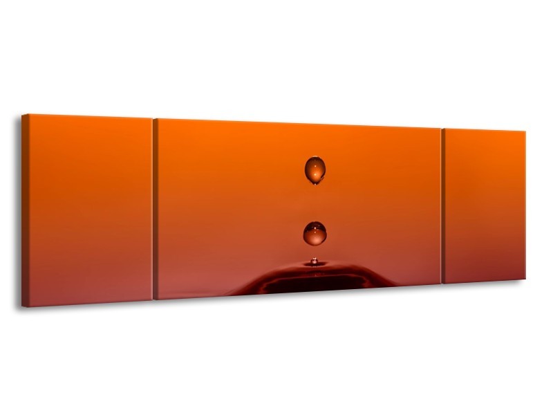 Canvas schilderij Druppels | Bruin, Oranje, Zwart | 170x50cm 3Luik