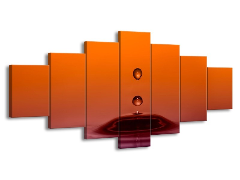 Canvas schilderij Druppels | Bruin, Oranje, Zwart | 210x100cm 7Luik