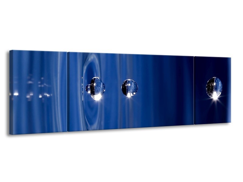 Glas schilderij Druppels | Blauw, Grijs | 170x50cm 3Luik
