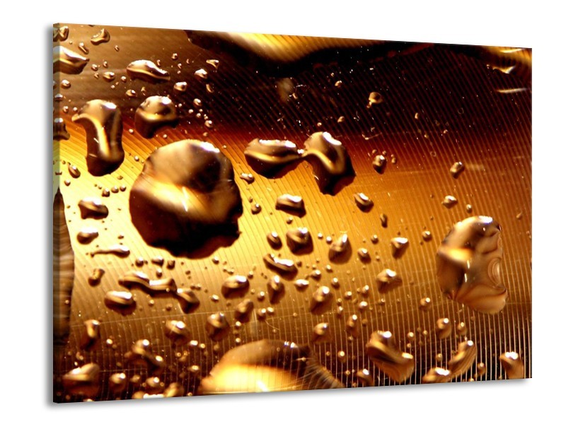 Canvas schilderij Druppels | Goud, Bruin, Geel | 100x70cm 1Luik