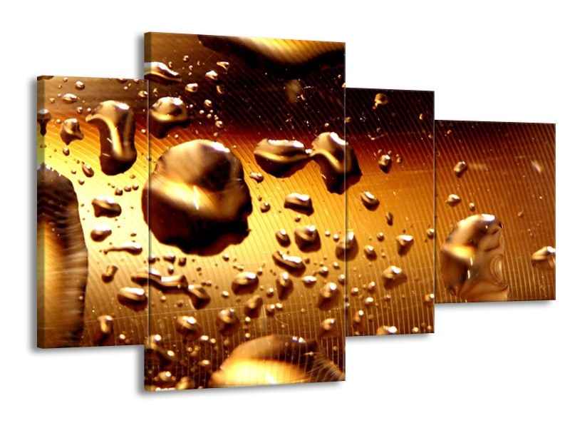 Canvas schilderij Druppels | Goud, Bruin, Geel | 120x75cm 4Luik