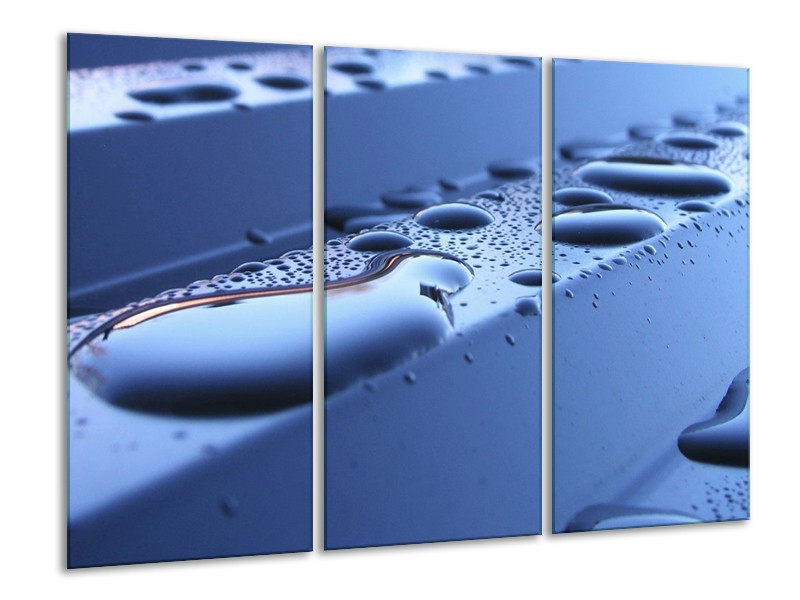 Canvas schilderij Druppels | Blauw, Wit | 120x80cm 3Luik