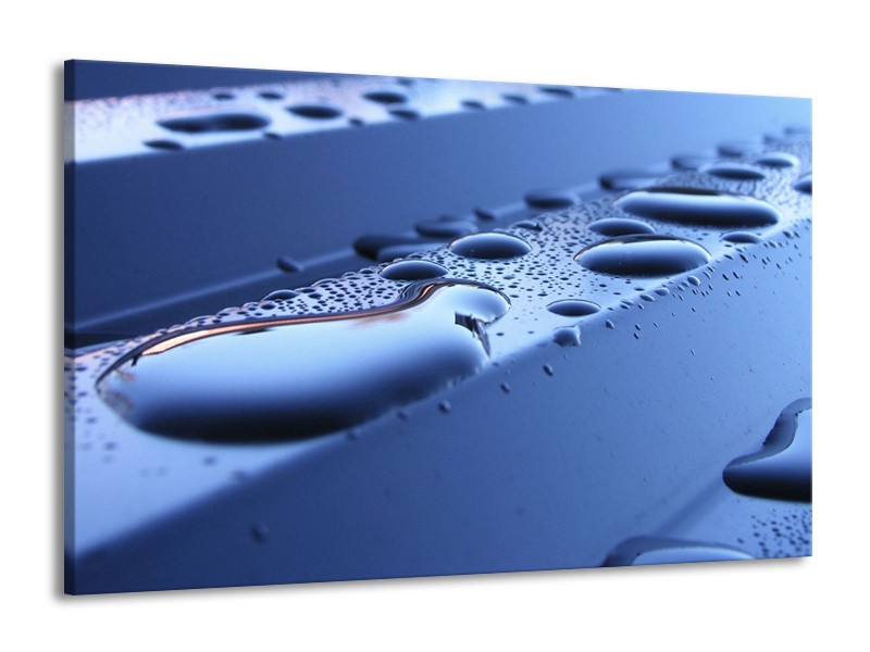 Canvas schilderij Druppels | Blauw, Wit | 140x90cm 1Luik