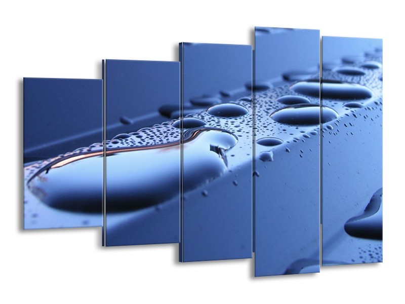 Canvas schilderij Druppels | Blauw, Wit | 150x100cm 5Luik