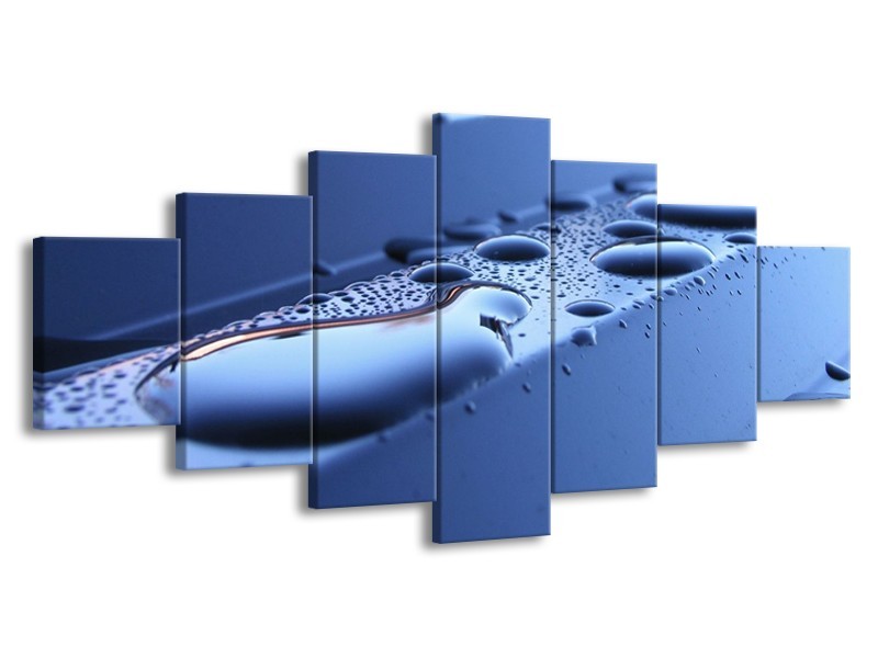 Canvas schilderij Druppels | Blauw, Wit | 210x100cm 7Luik
