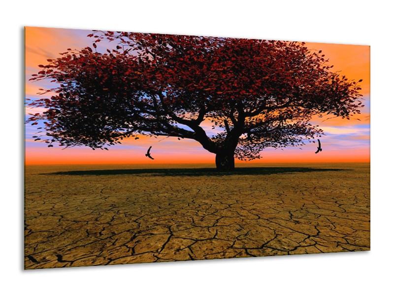Canvas schilderij Boom | Bruin, Oranje, Zwart | 120x70cm 1Luik
